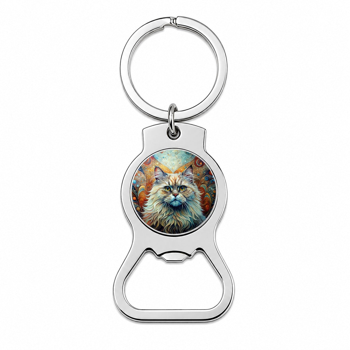Classic Persian Cat Abstract Art Bottle Opener Keychain