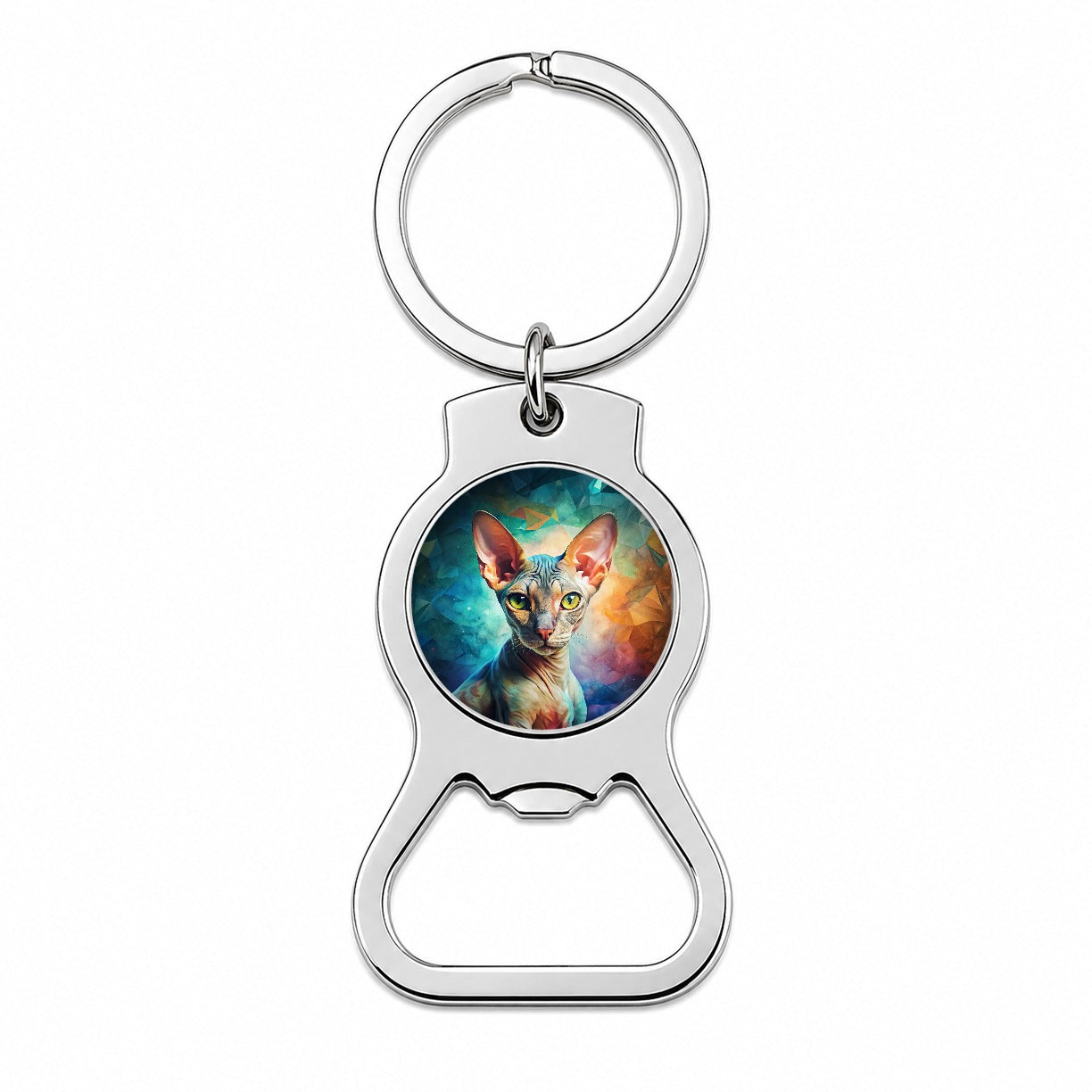 Cornish Rex Cat Abstract Art Bottle Opener Keychain