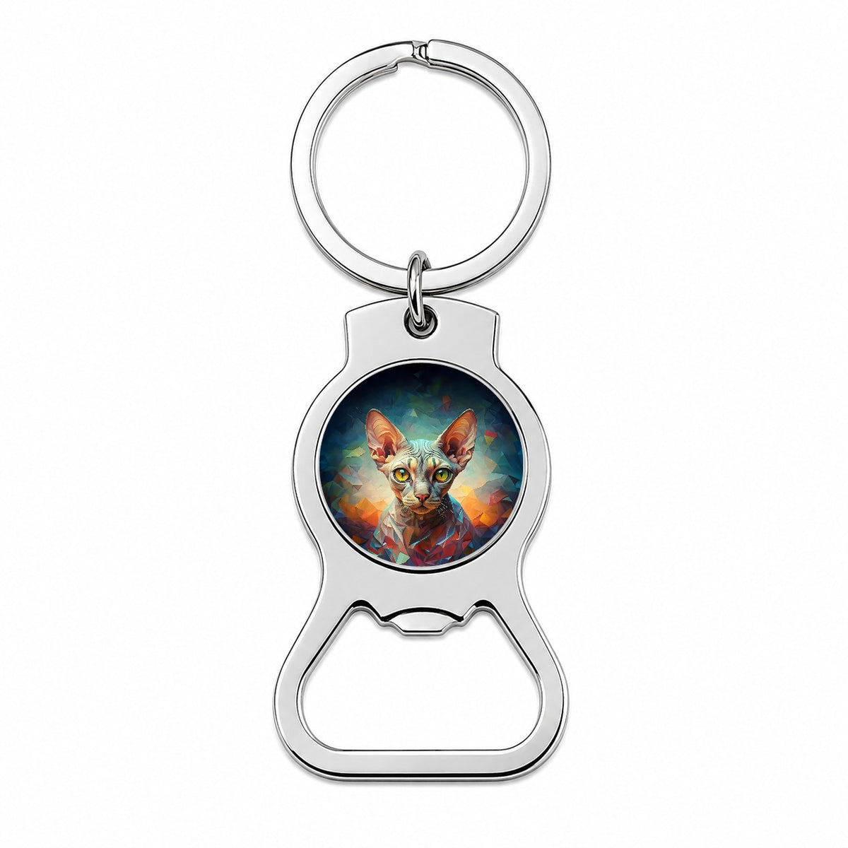 Devon Rex Cat Abstract Art Bottle Opener Keychain