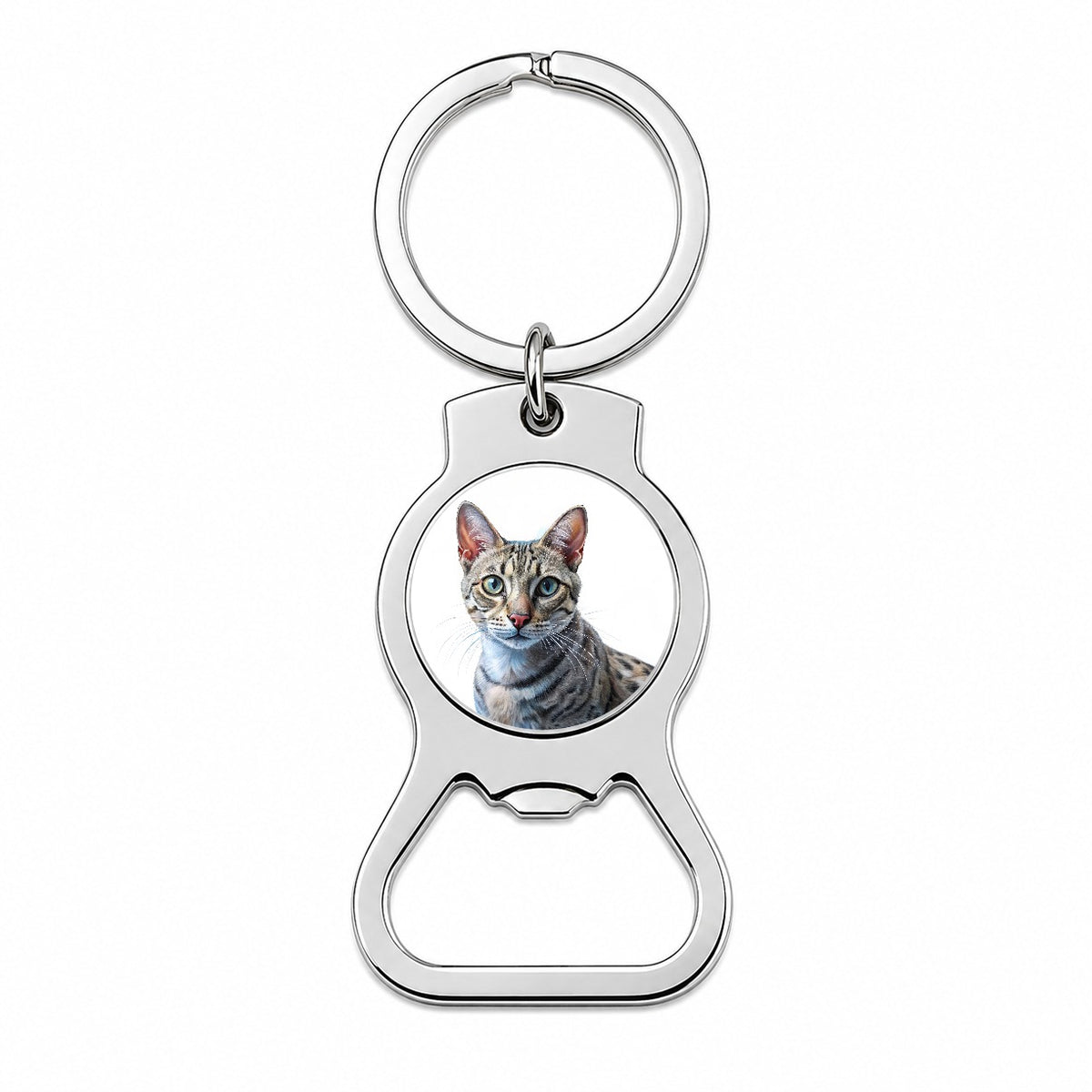 Egyptian Mau Cat Illustration Bottle Opener Keychain