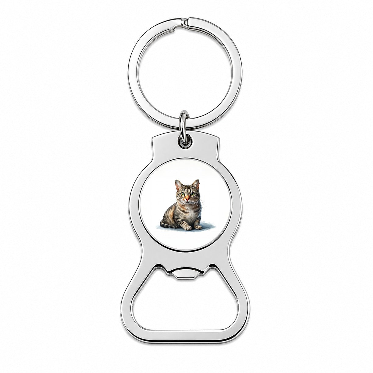European Shorthair Cat Illustration Bottle Opener Keychain