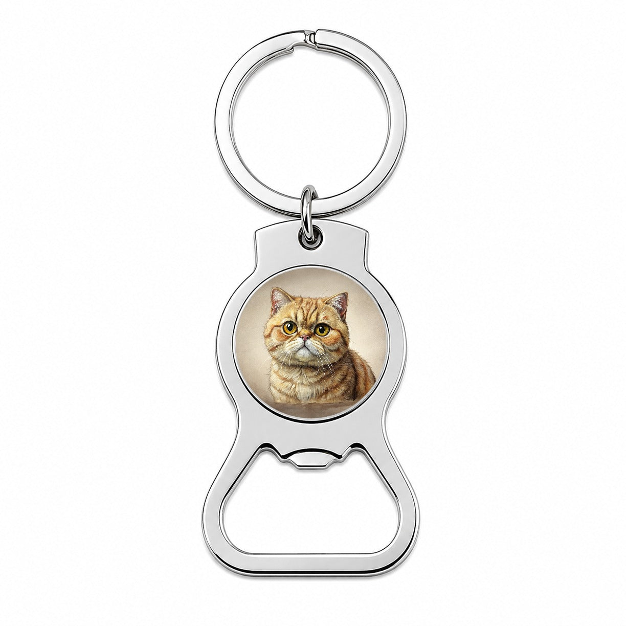 Exotic Shorthair Cat Illustration Bottle Opener Keychain