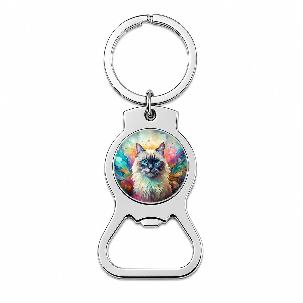 Himalayan Cat Abstract Art Bottle Opener Keychain
