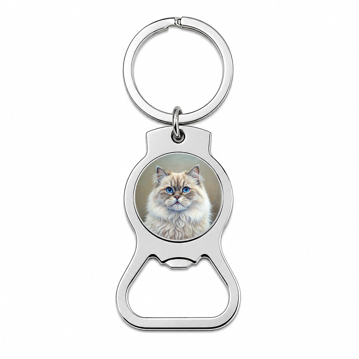 Himalayan Cat Illustration Bottle Opener Keychain