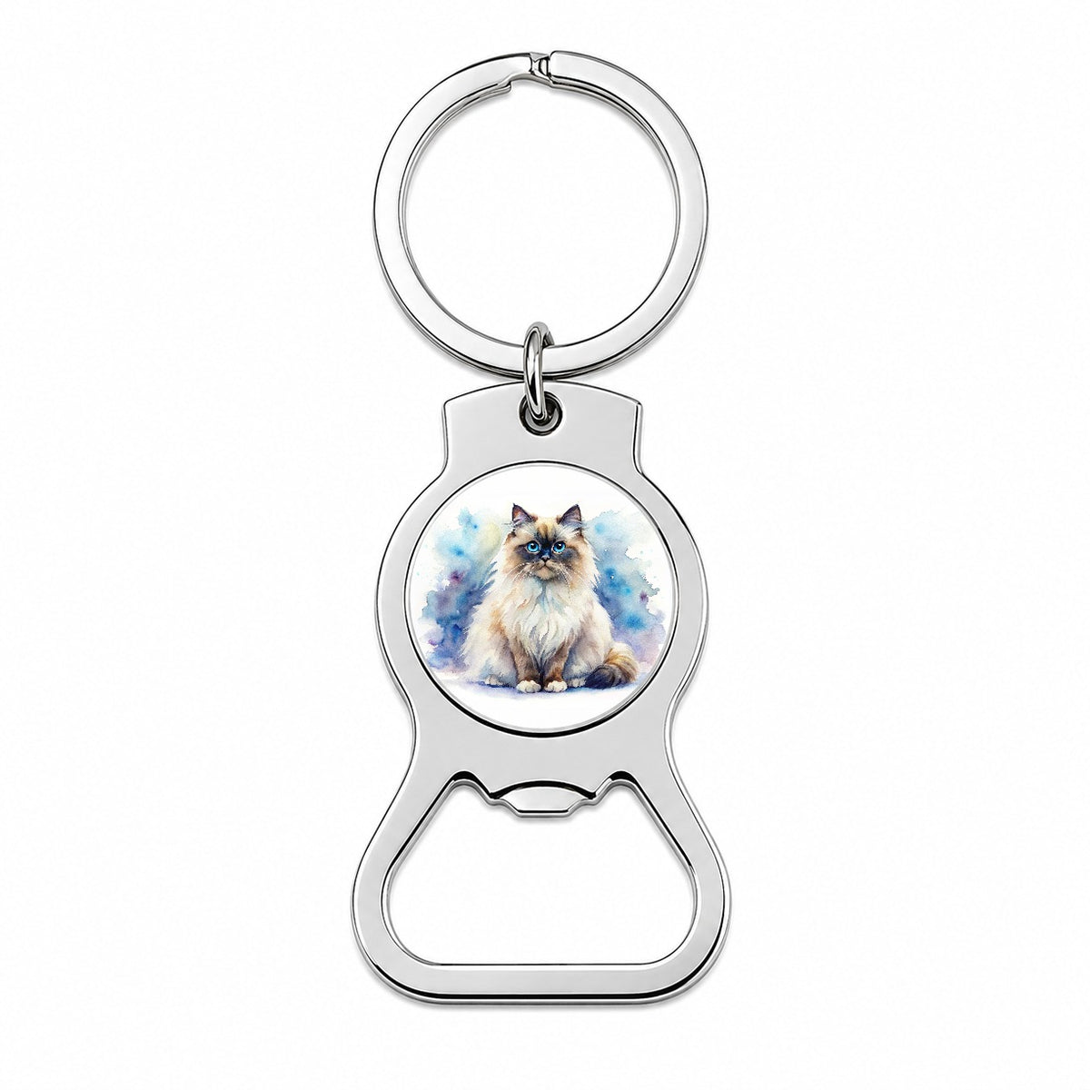 Himalayan Cat Watercolor Style Bottle Opener Keychain