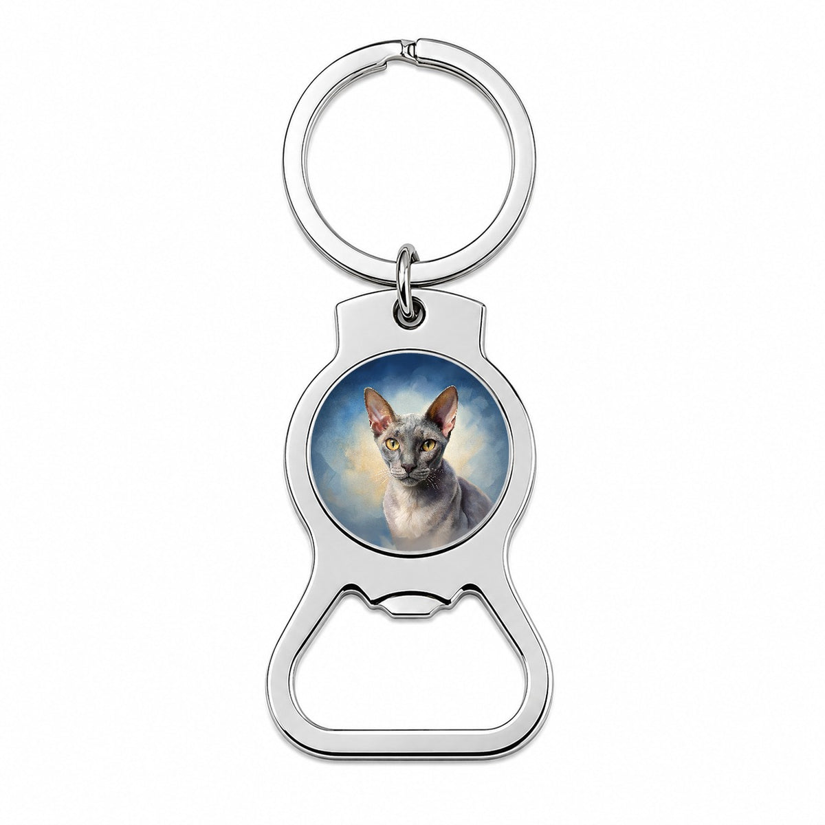 Korat Cat Illustration Bottle Opener Keychain