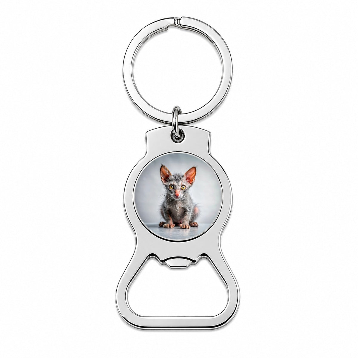 Lykoi Wolf Cat Kitten Photo Bottle Opener Keychain