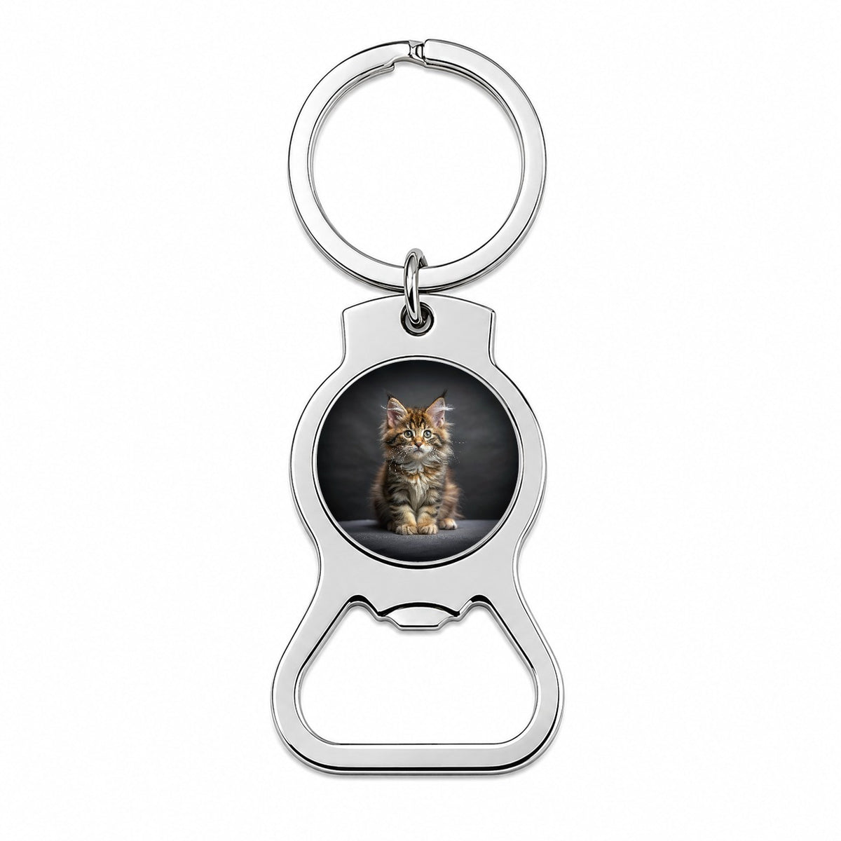 Maine Coon Cat Kitten Photo Bottle Opener Keychain