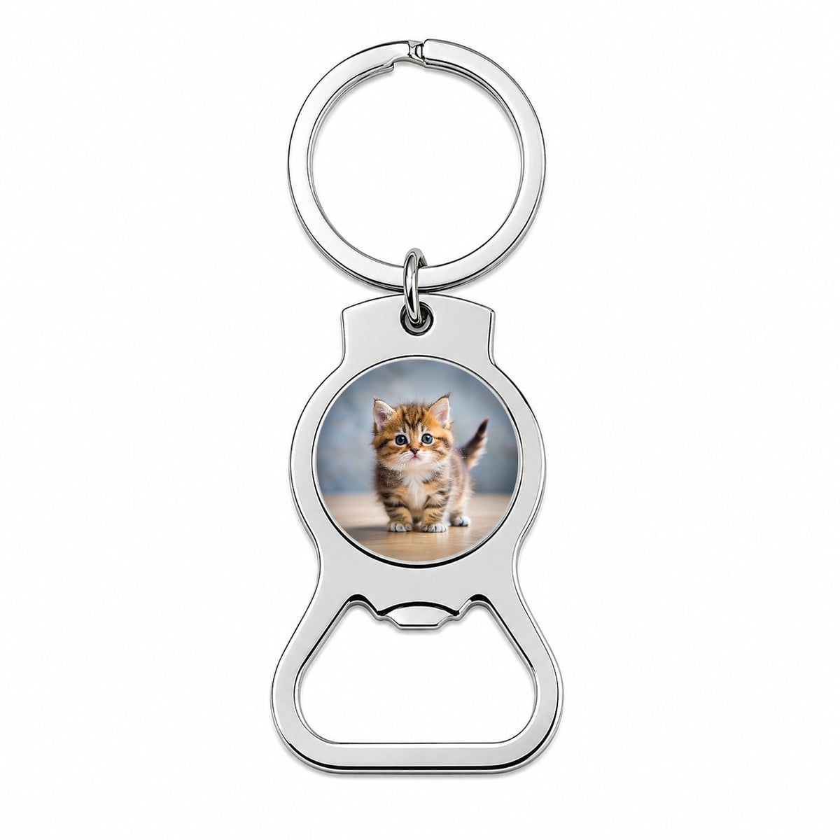 Munchkin Cat Kitten Photo Bottle Opener Keychain