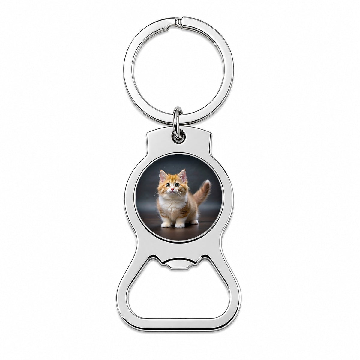 Munchkin Cat Photo Bottle Opener Keychain