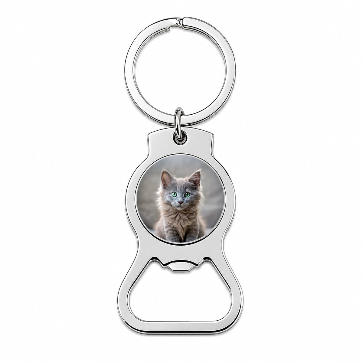 Nebelung Cat Kitten Photo Bottle Opener Keychain