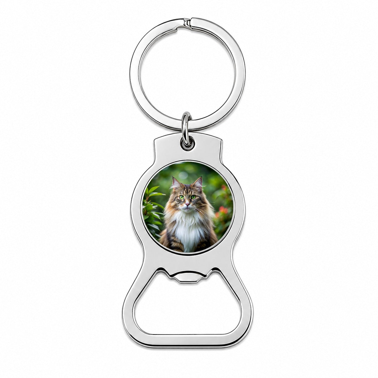 Norwegian Forest Cat Photo Bottle Opener Keychain