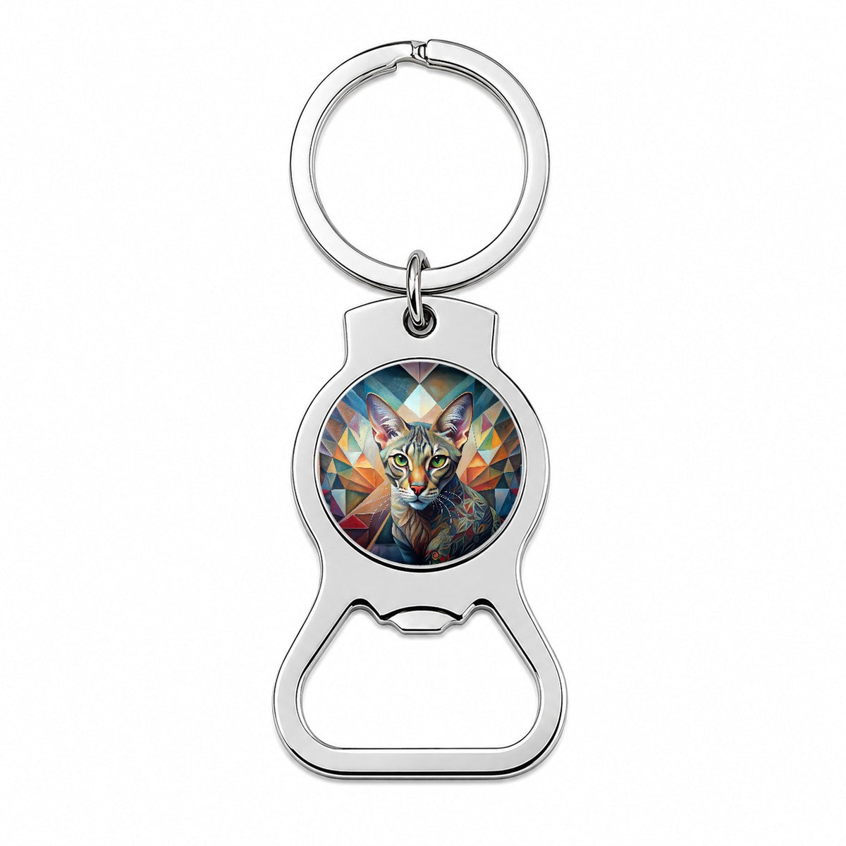 Ocicat Cat Abstract Art Bottle Opener Keychain