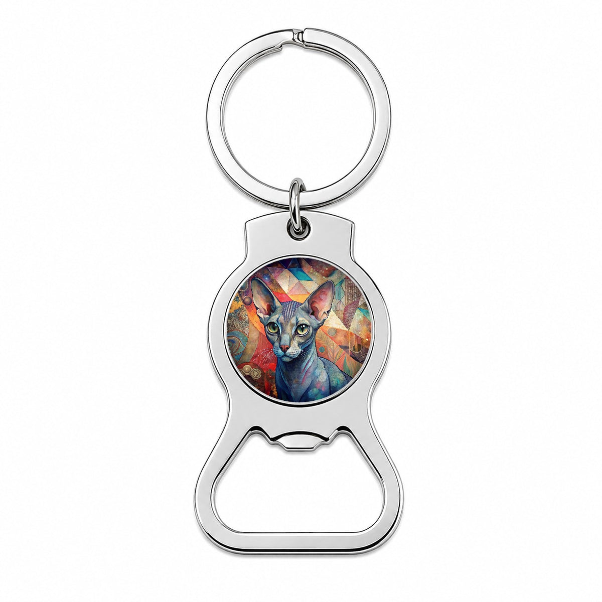 Oriental Shorthair Cat Abstract Art Bottle Opener Keychain