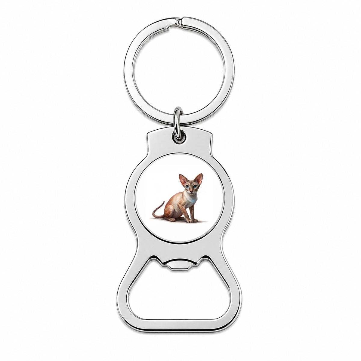 Oriental Shorthair Cat Illustration Bottle Opener Keychain