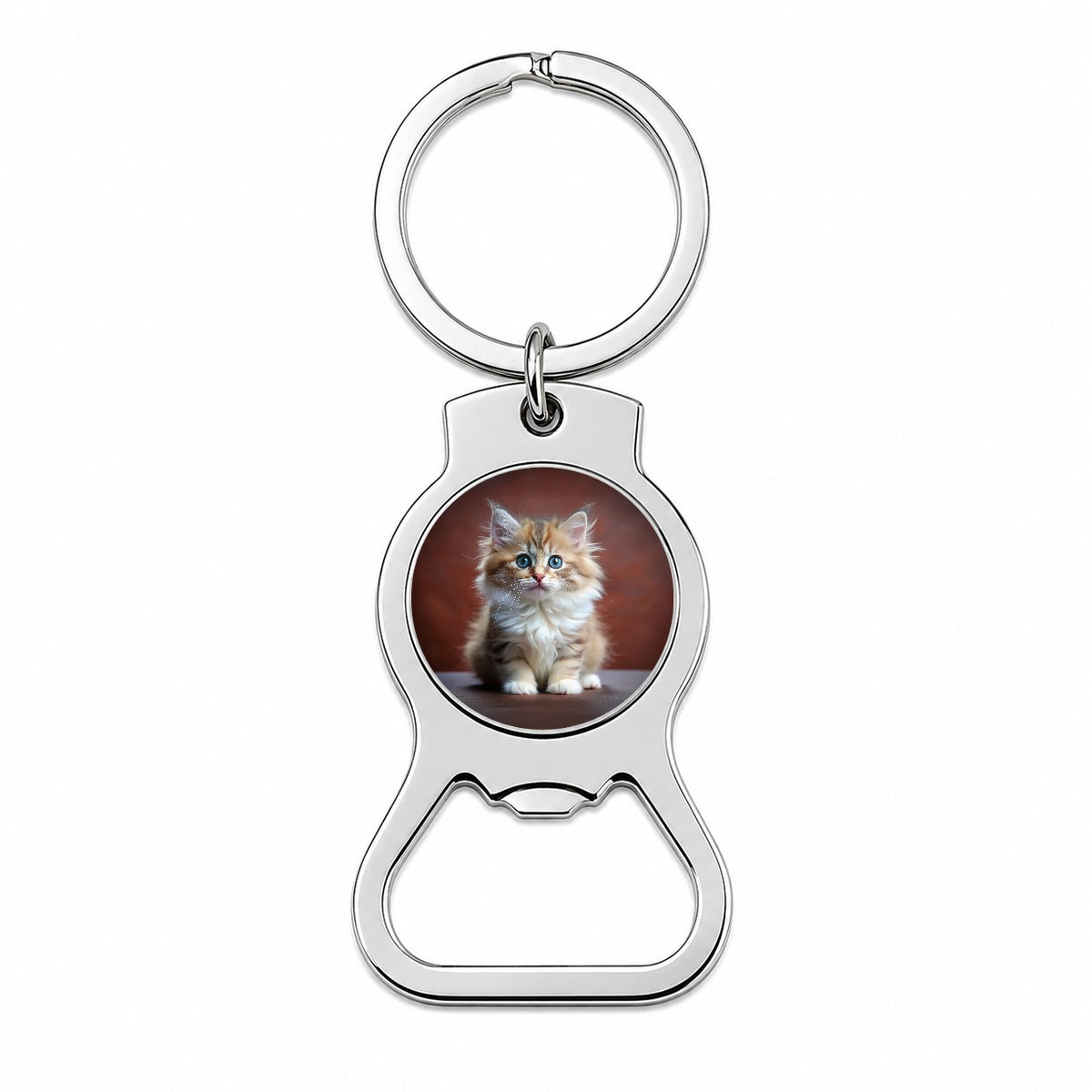 Ragamuffin Cat Kitten Photo Bottle Opener Keychain