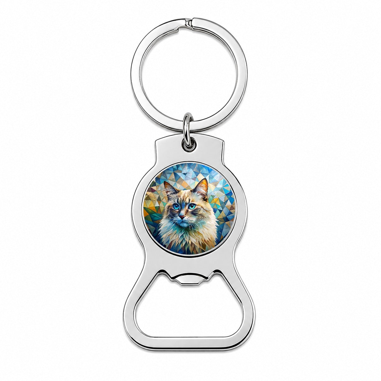 Ragdoll Cat Abstract Art Bottle Opener Keychain