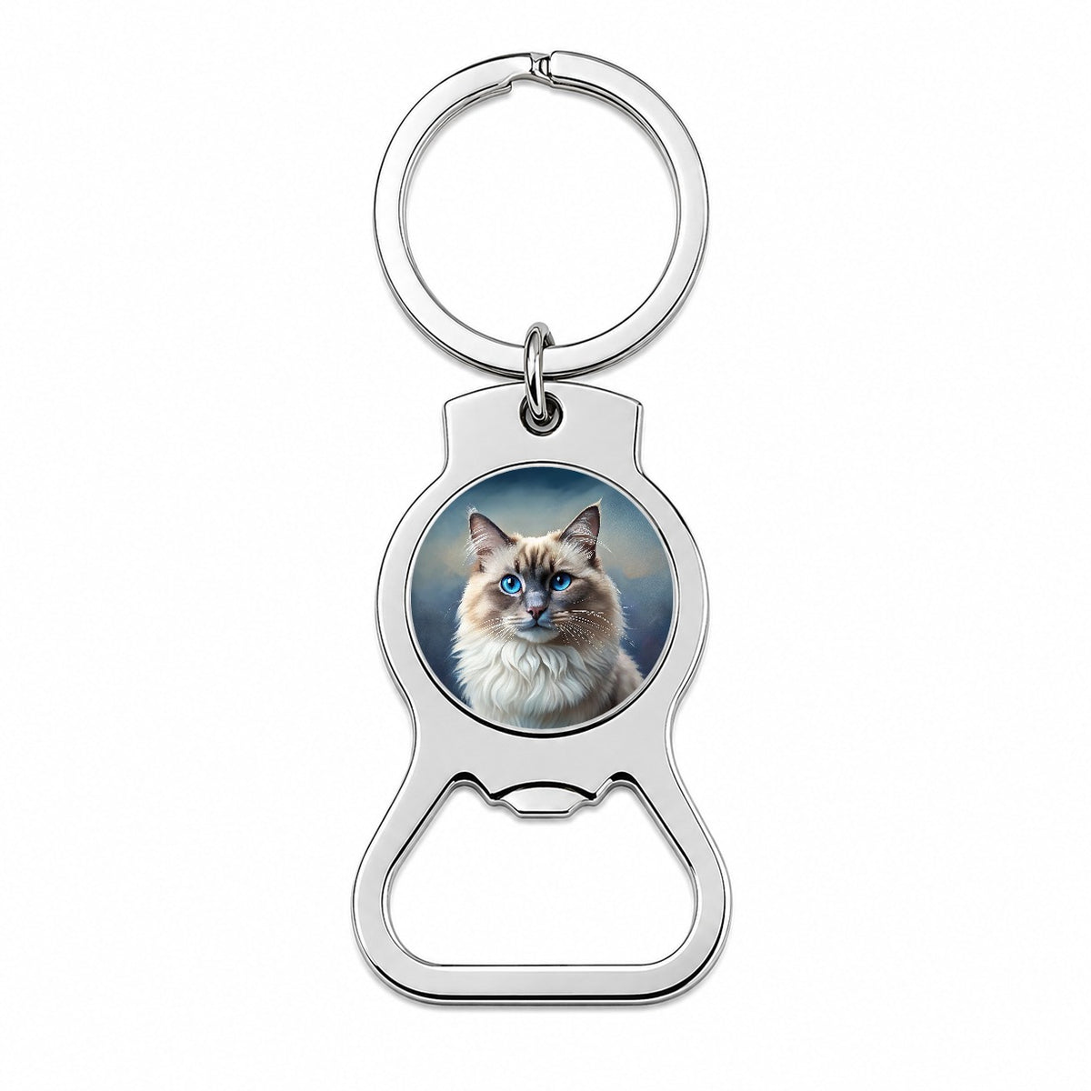 Ragdoll Cat Illustration Bottle Opener Keychain