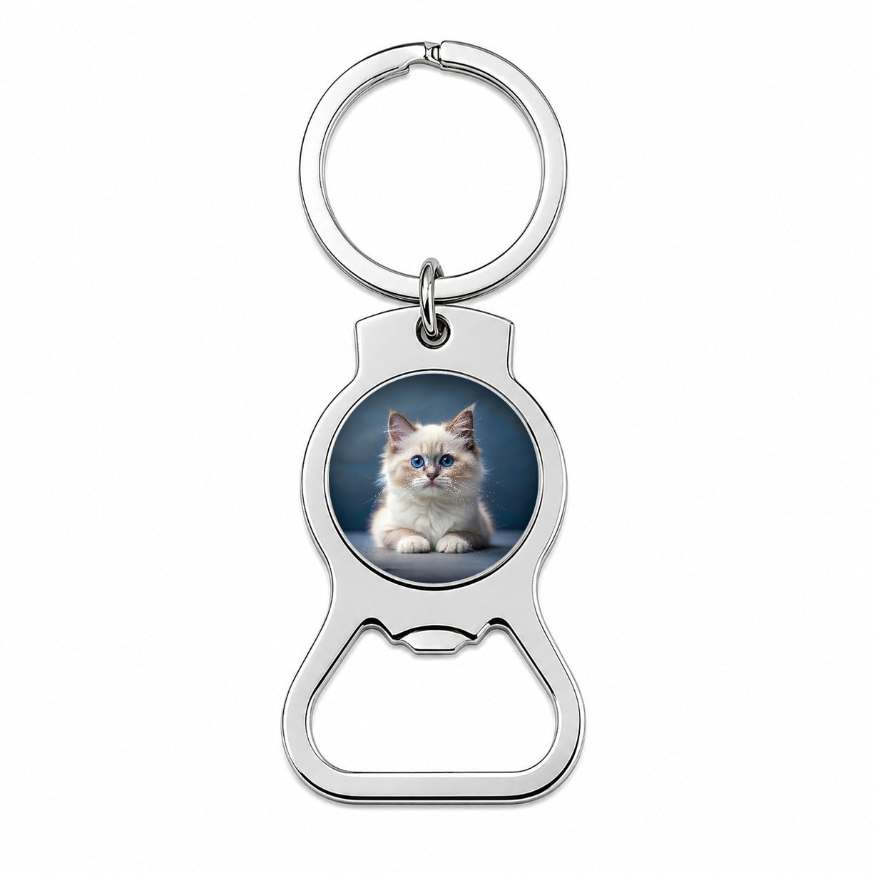 Ragdoll Cat Kitten Photo Bottle Opener Keychain