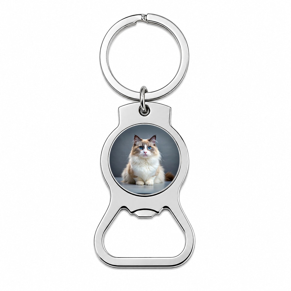 Ragdoll Cat Photo Bottle Opener Keychain