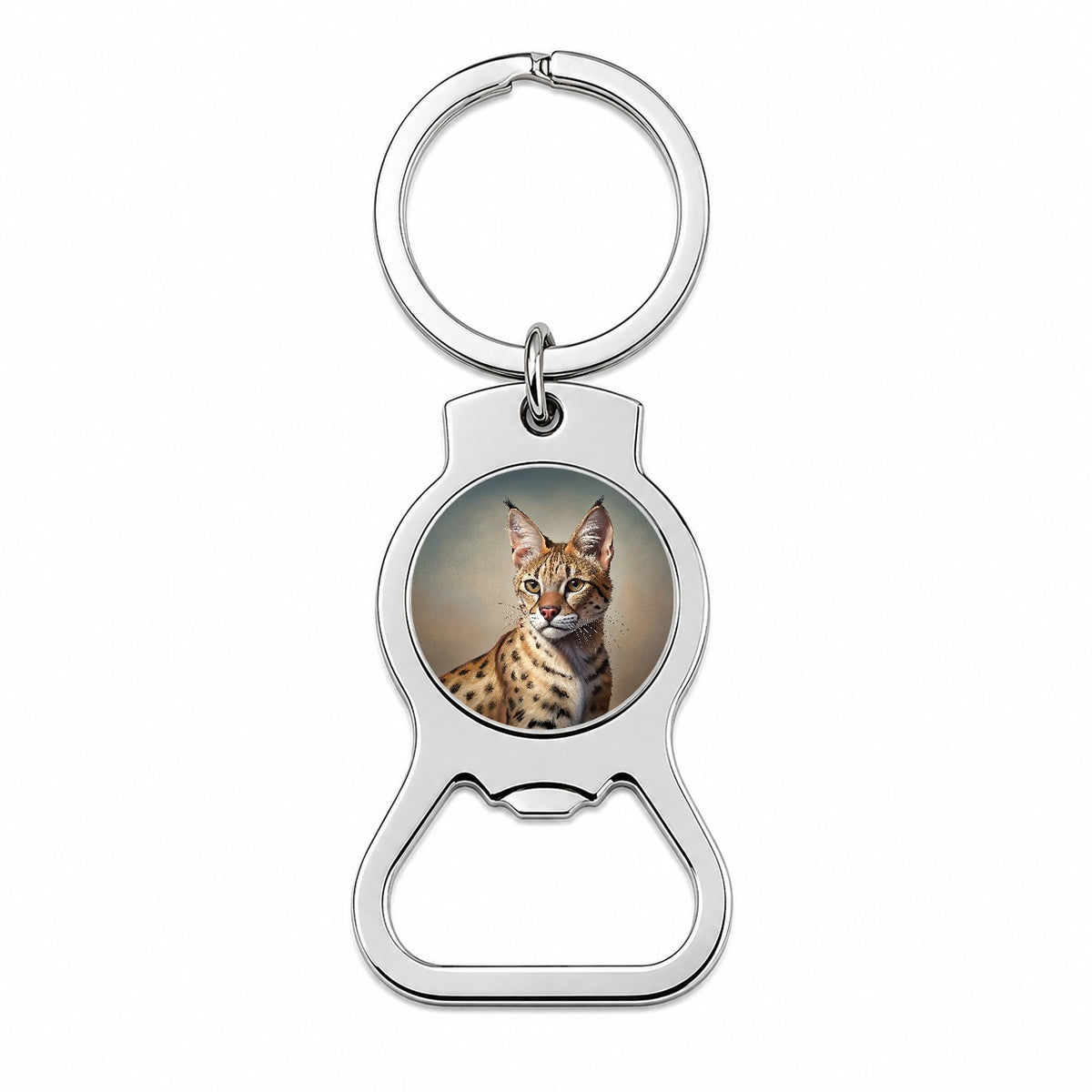 Savannah Cat Illustration Bottle Opener Keychain