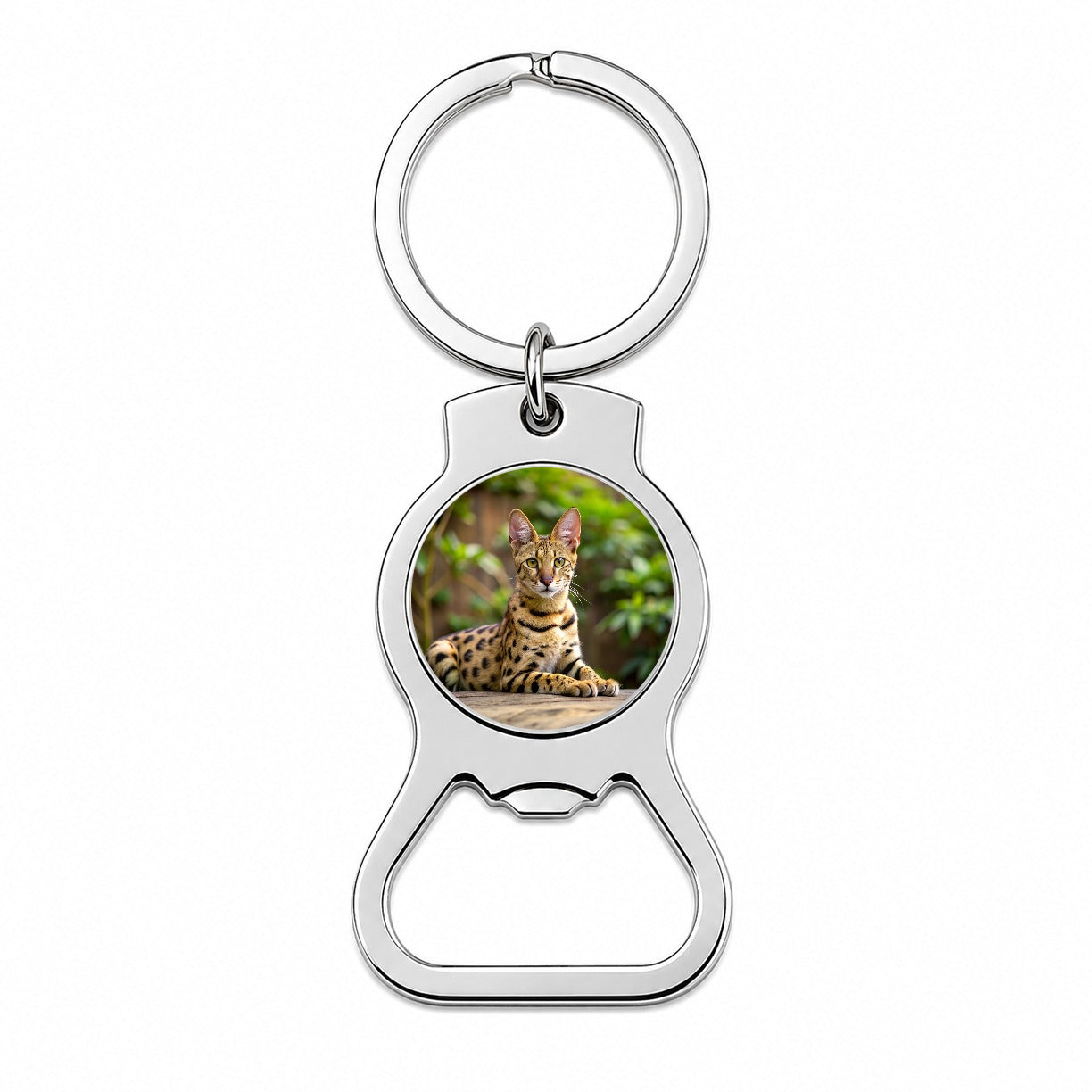 Savannah Cat Photo Bottle Opener Keychain