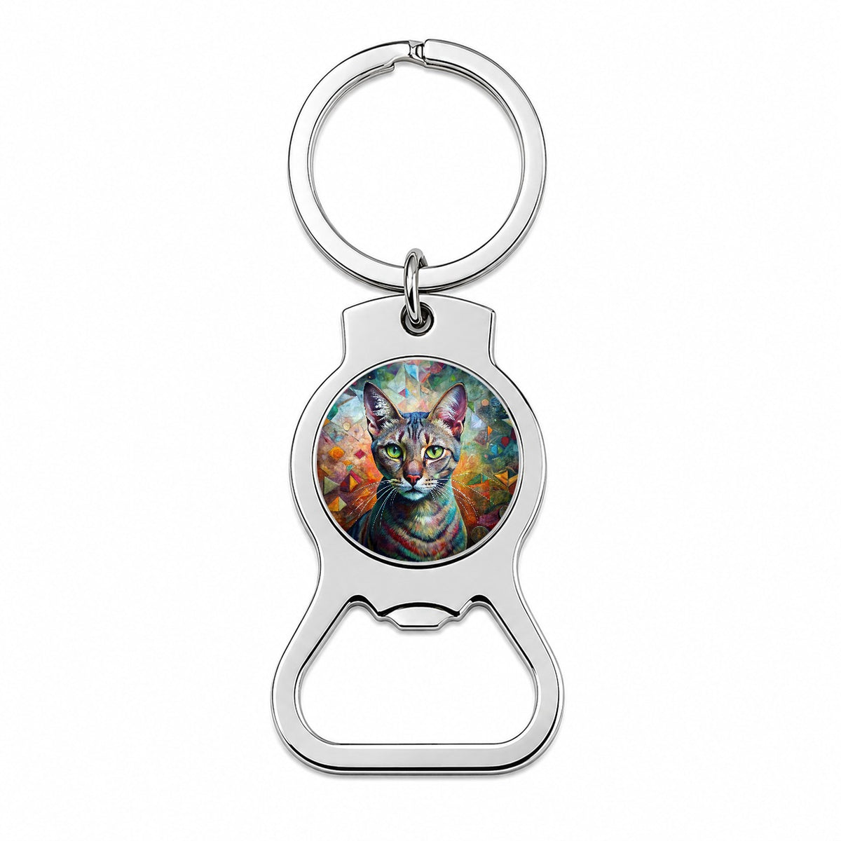 Singapura Cat Abstract Art Bottle Opener Keychain