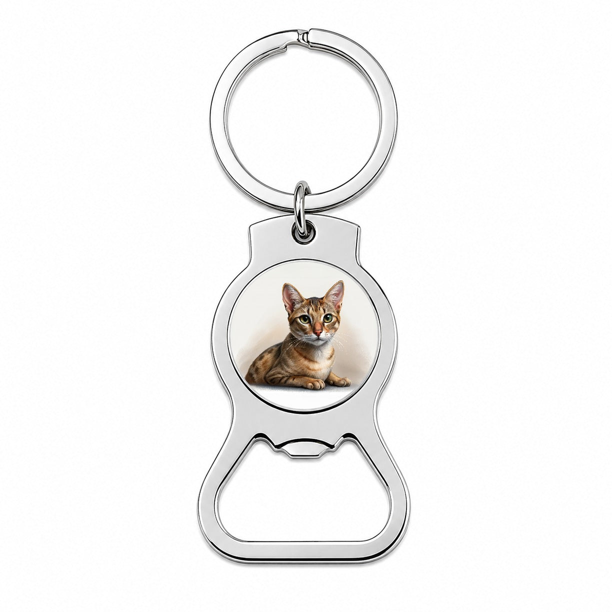 Singapura Cat Illustration Bottle Opener Keychain