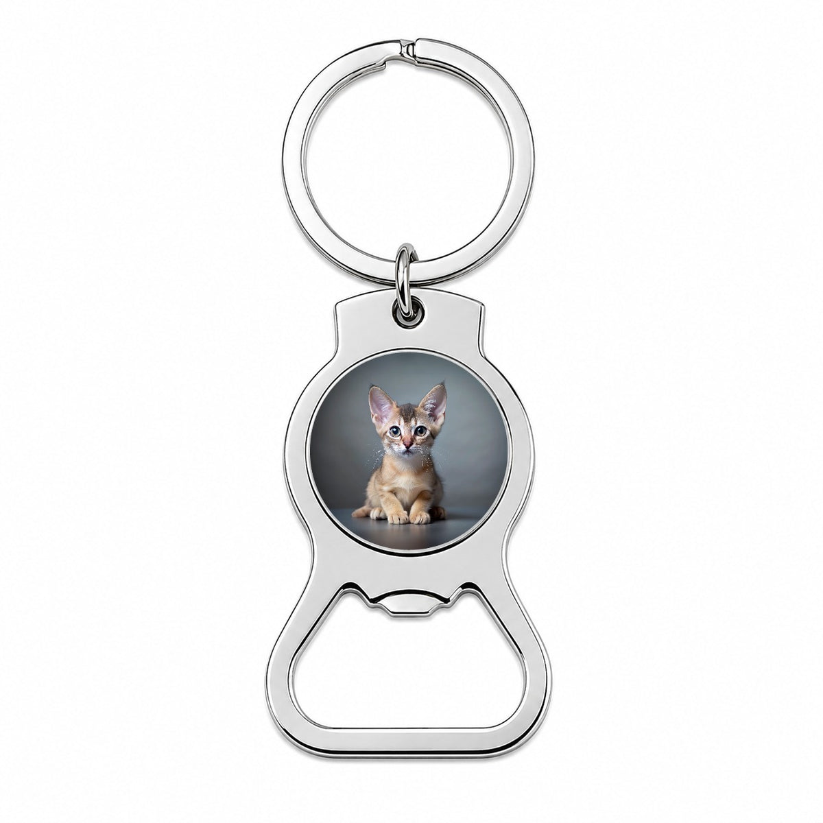 Singapura Cat Kitten Photo Bottle Opener Keychain