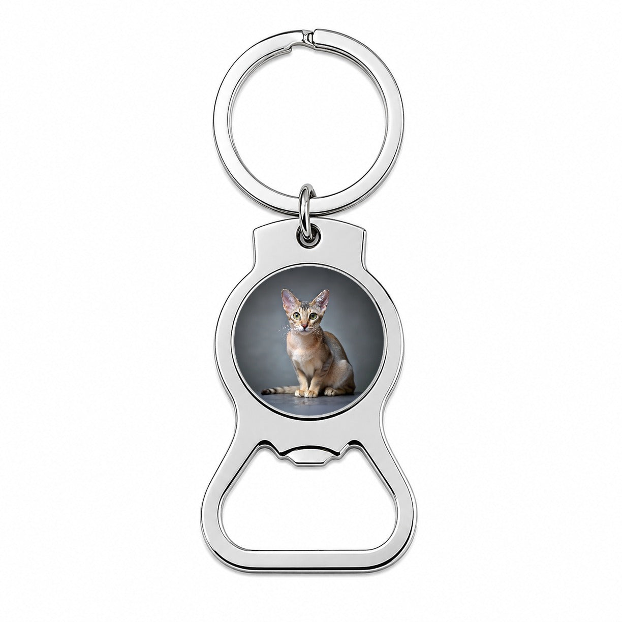 Singapura Cat Photo Bottle Opener Keychain