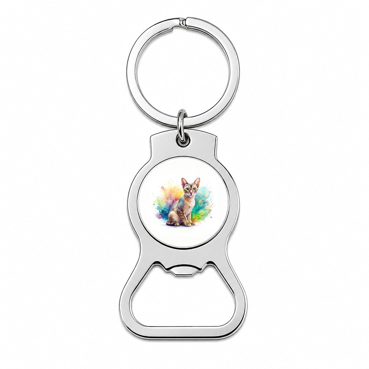 Singapura Cat Watercolor Style Bottle Opener Keychain