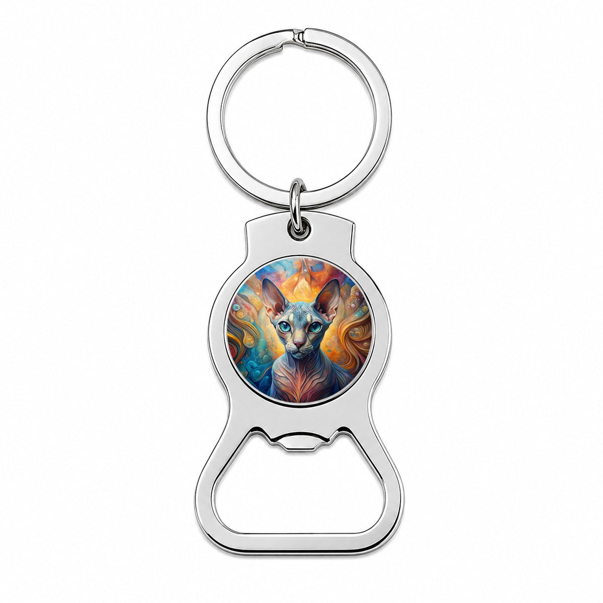 Sphynx Cat Abstract Art Bottle Opener Keychain