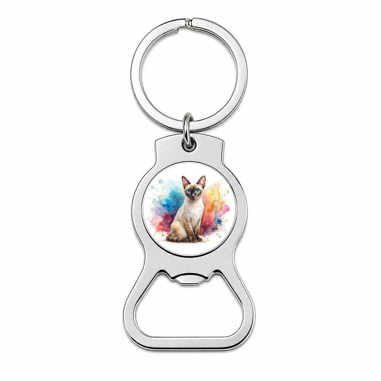 Tonkinese Cat Watercolor Style Bottle Opener Keychain