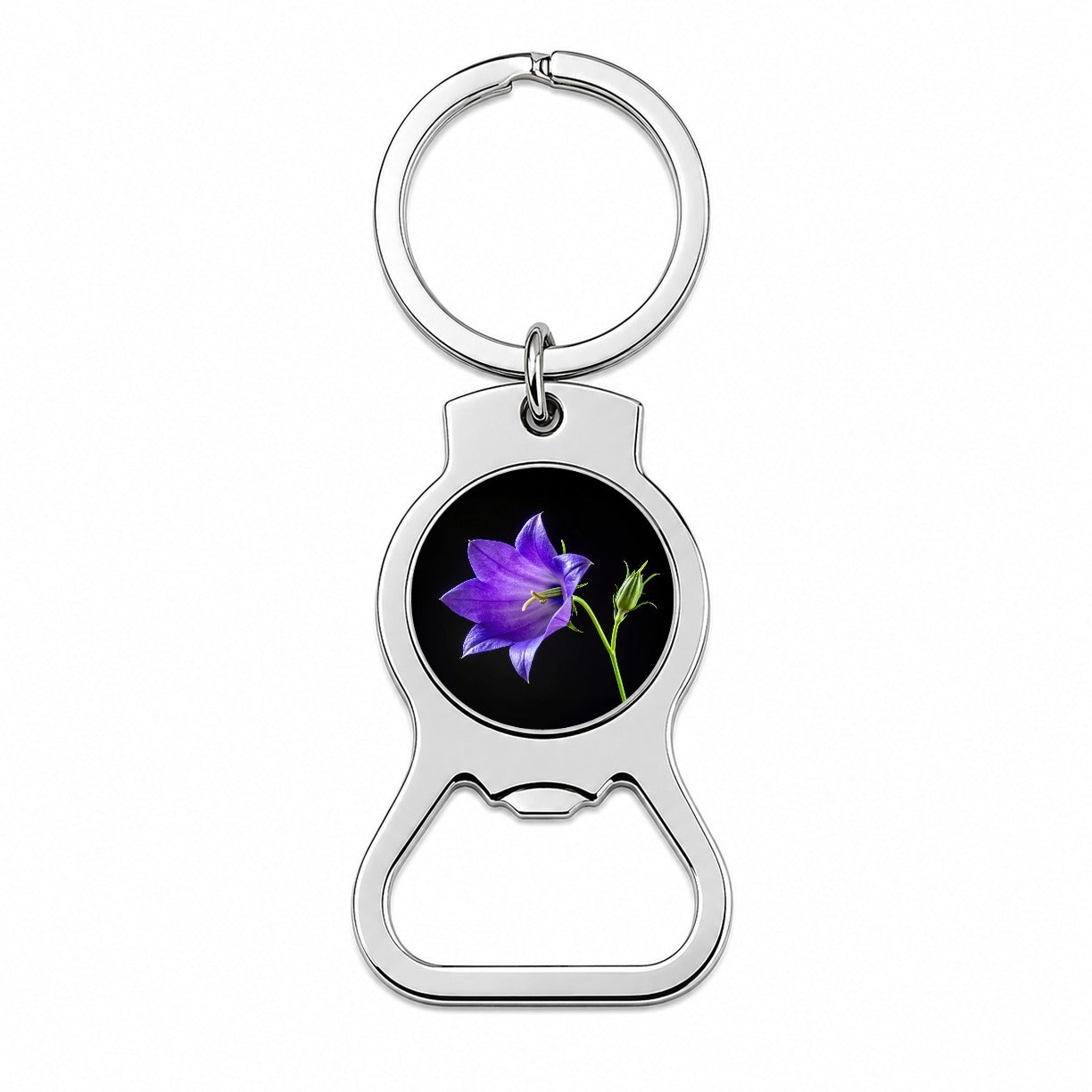 Bellflower Purple Flower Photo Bottle Opener Keychain