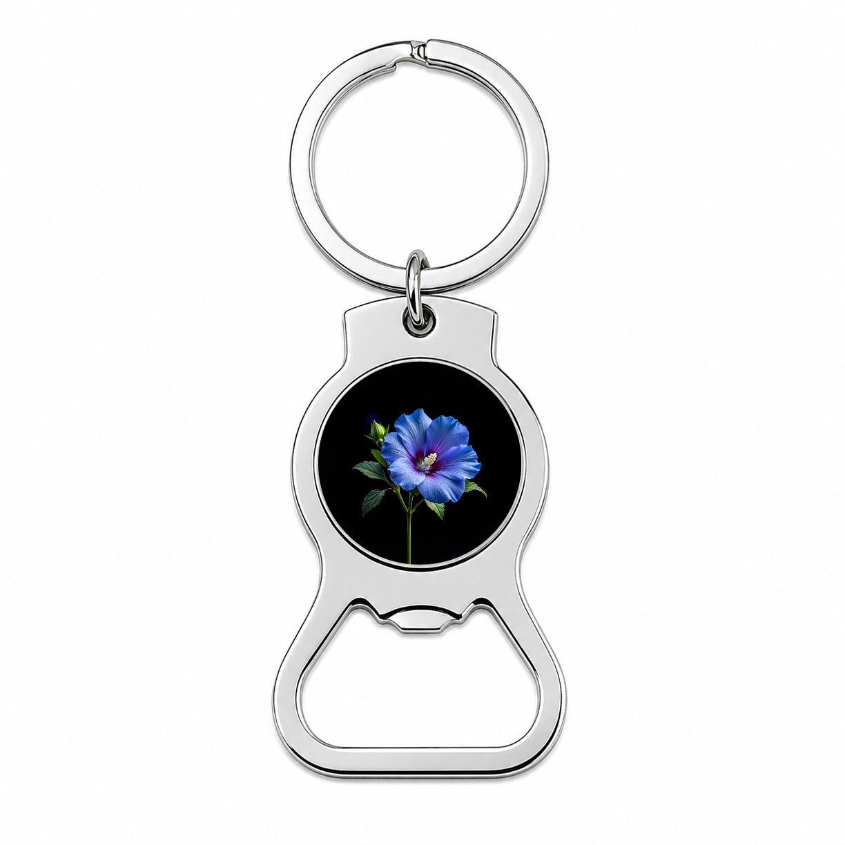 Blue Rose Of Sharon Flower Photo Bottle Opener Keychain