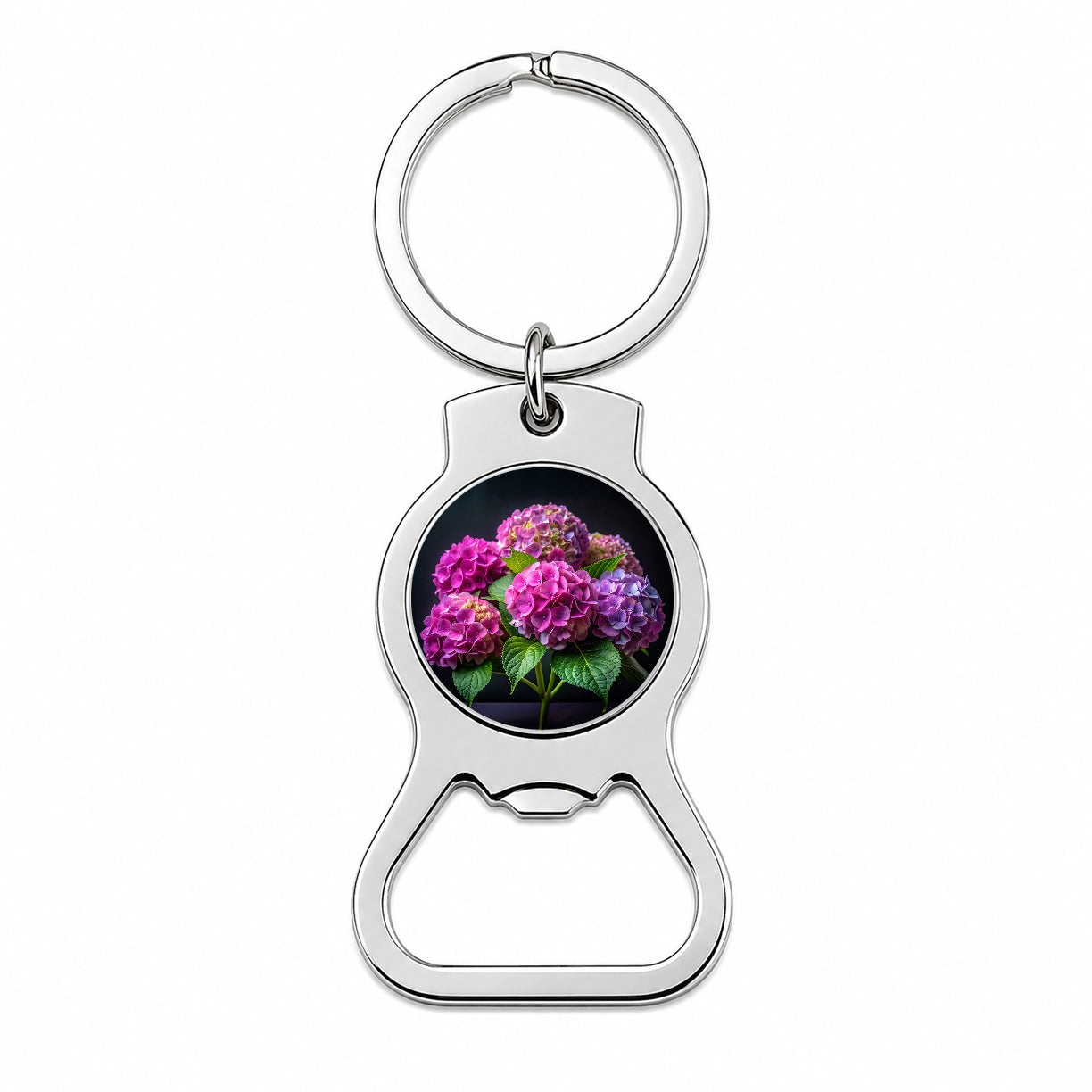 Hydrangea Flowers Photo Bottle Opener Keychain