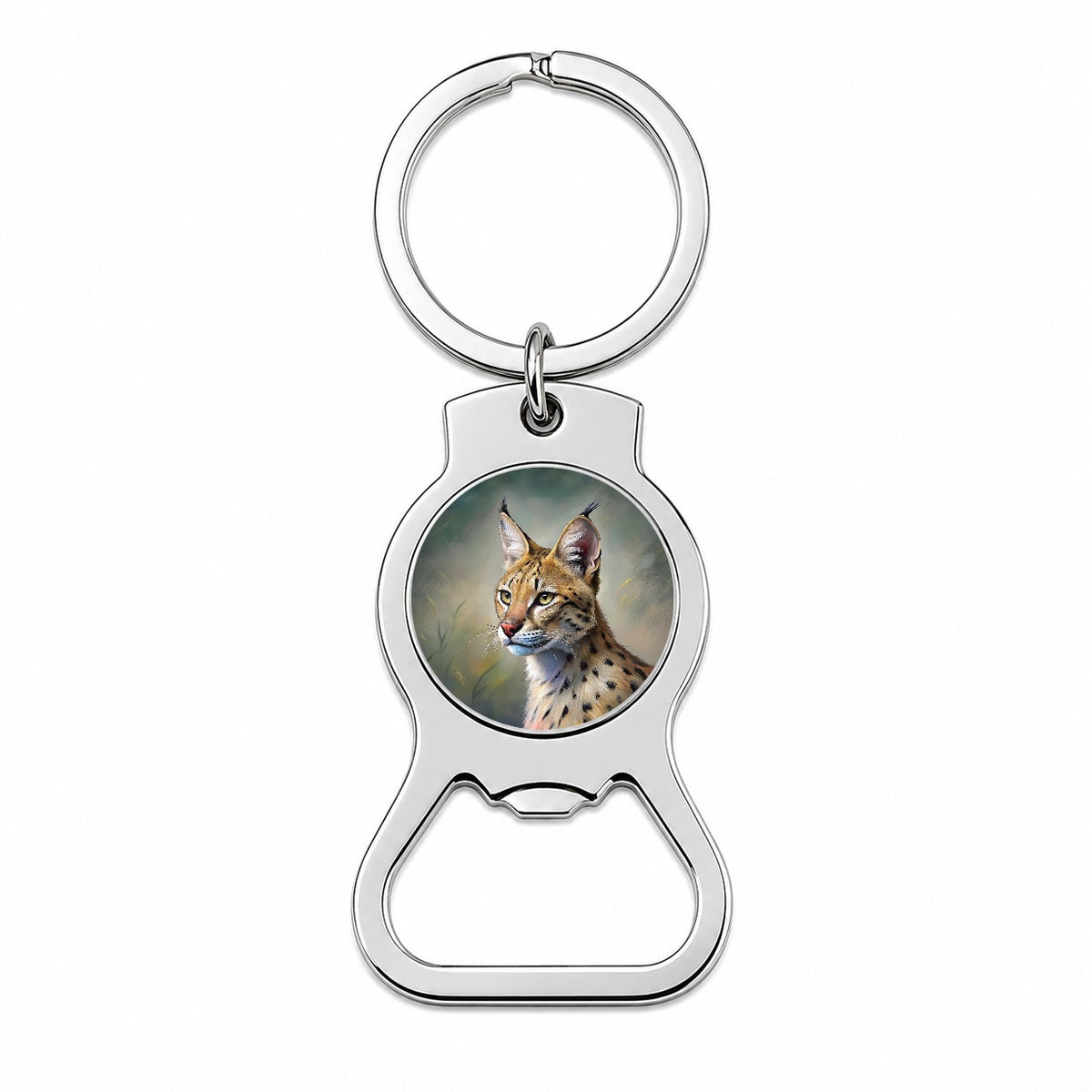 Serval Wild Cat Illustration Bottle Opener Keychain