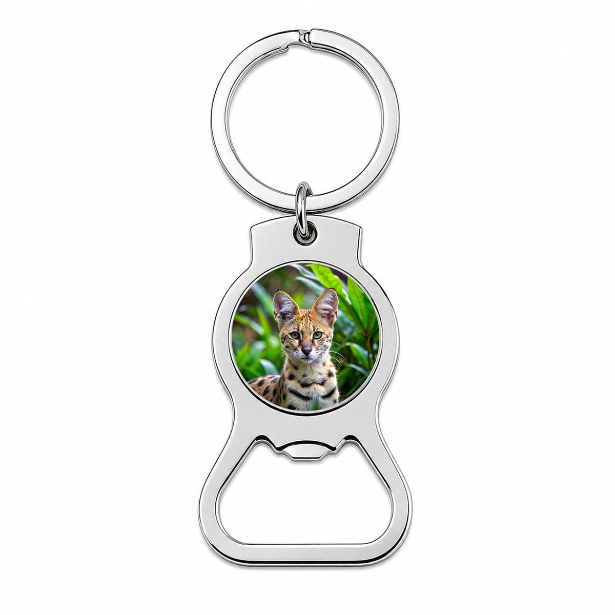 Serval Wild Cat Photo Bottle Opener Keychain