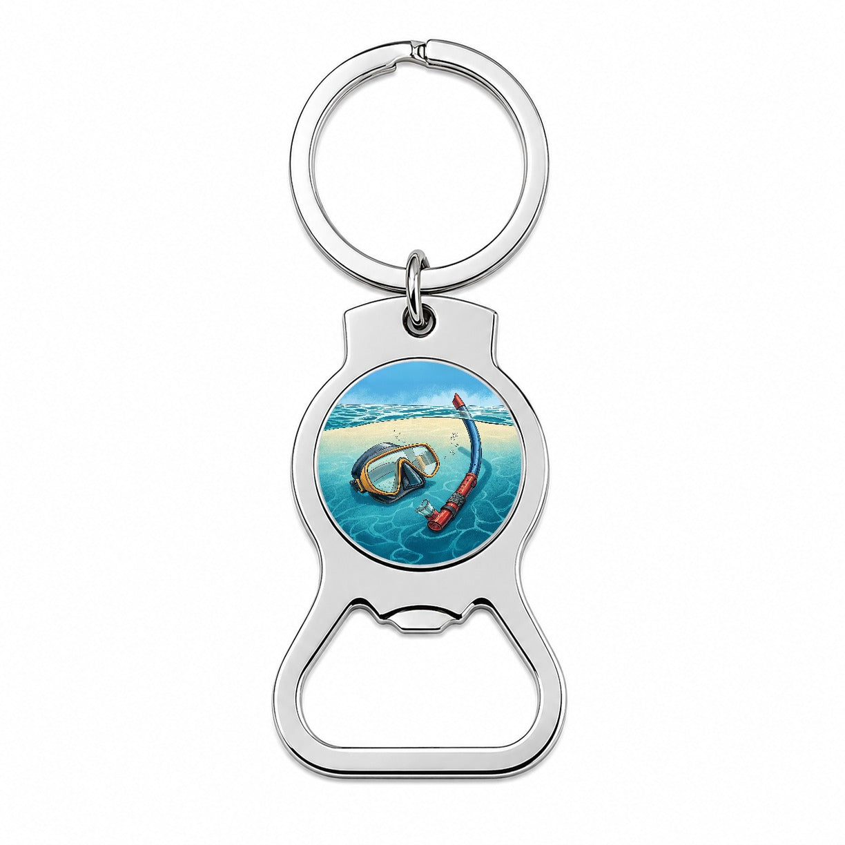 Snorkel And Mask on Beach Bottle Opener Keychain