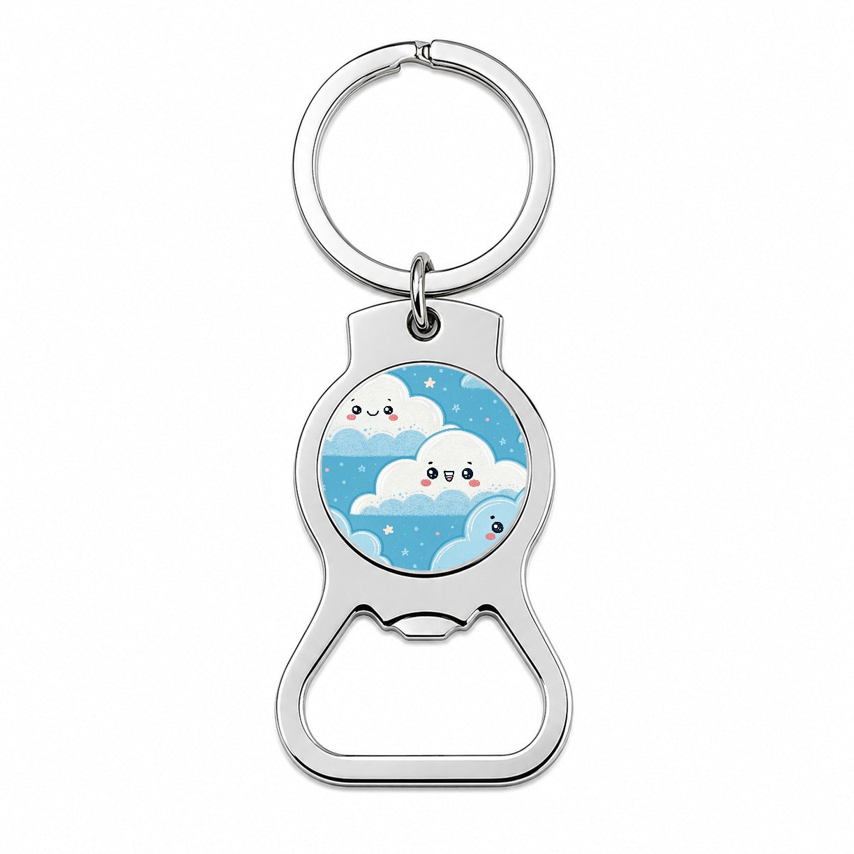 Adorable Puffy Clouds Kawaii Style Bottle Opener Keychain