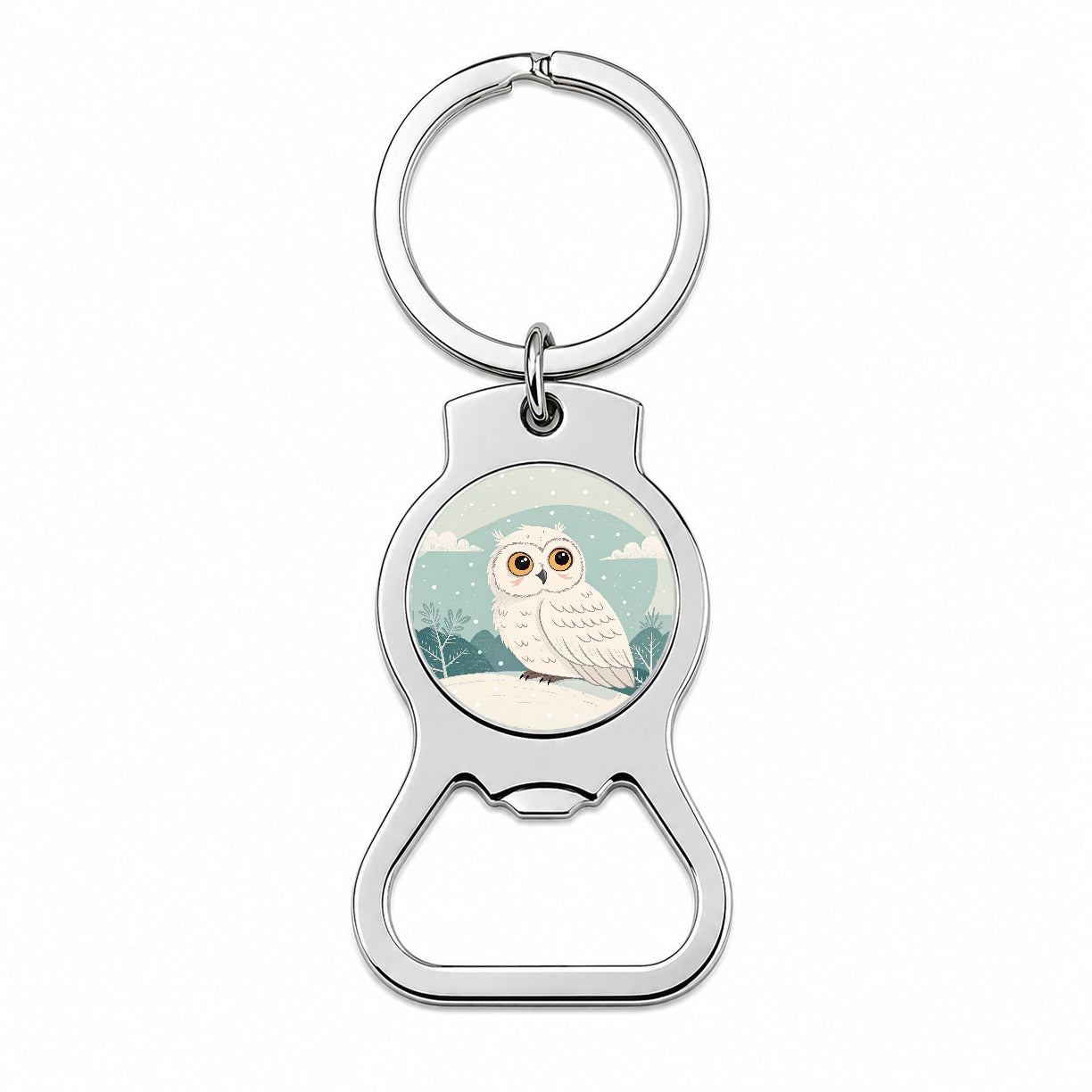 Adorable Snowy Owl Bottle Opener Keychain