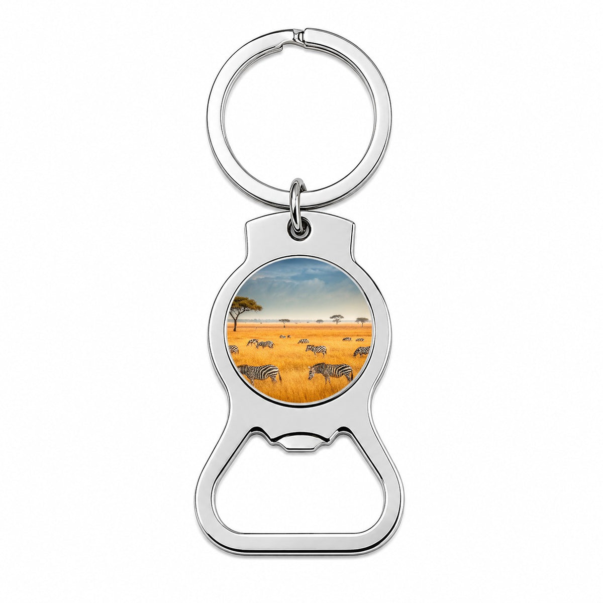 African Safari Zebras Bottle Opener Keychain