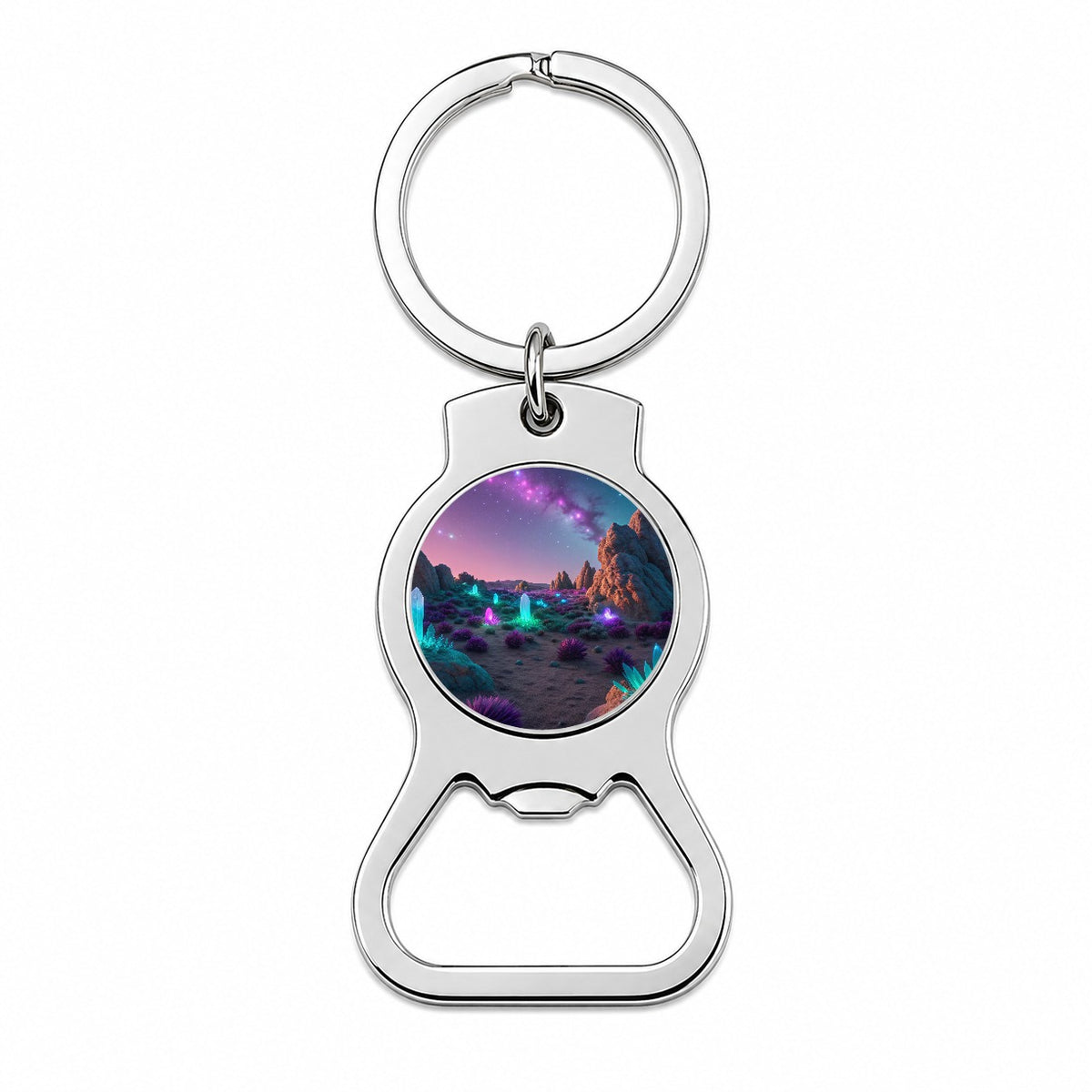 Alien Planet Surface Colorful Bottle Opener Keychain