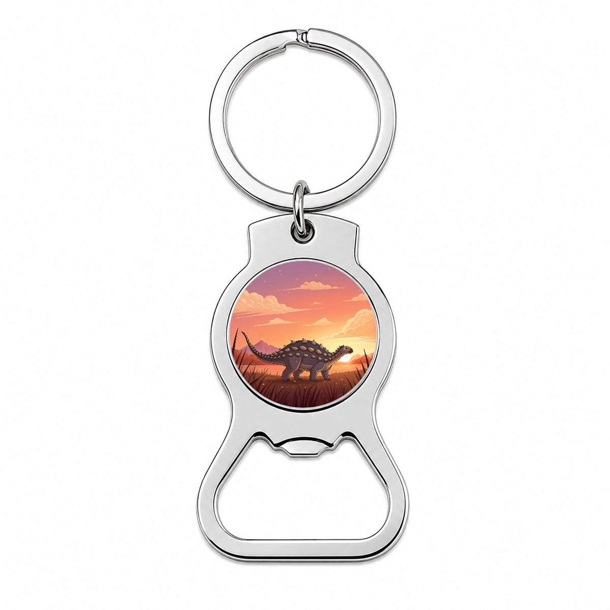 Ankylosaurus Sunset Sunrise Dinosaur Bottle Opener Keychain