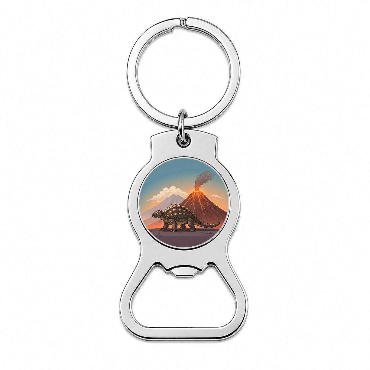 Ankylosaurus Volcanos Dinosaur Bottle Opener Keychain