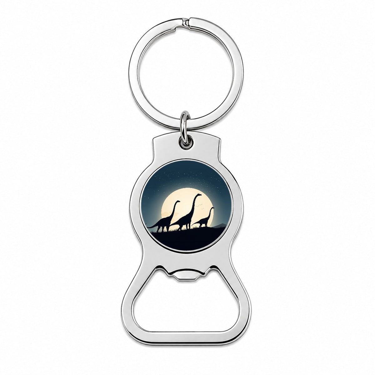 Apatosaurus Silhouettes Moon Night Dinosaurs Bottle Opener Keychain