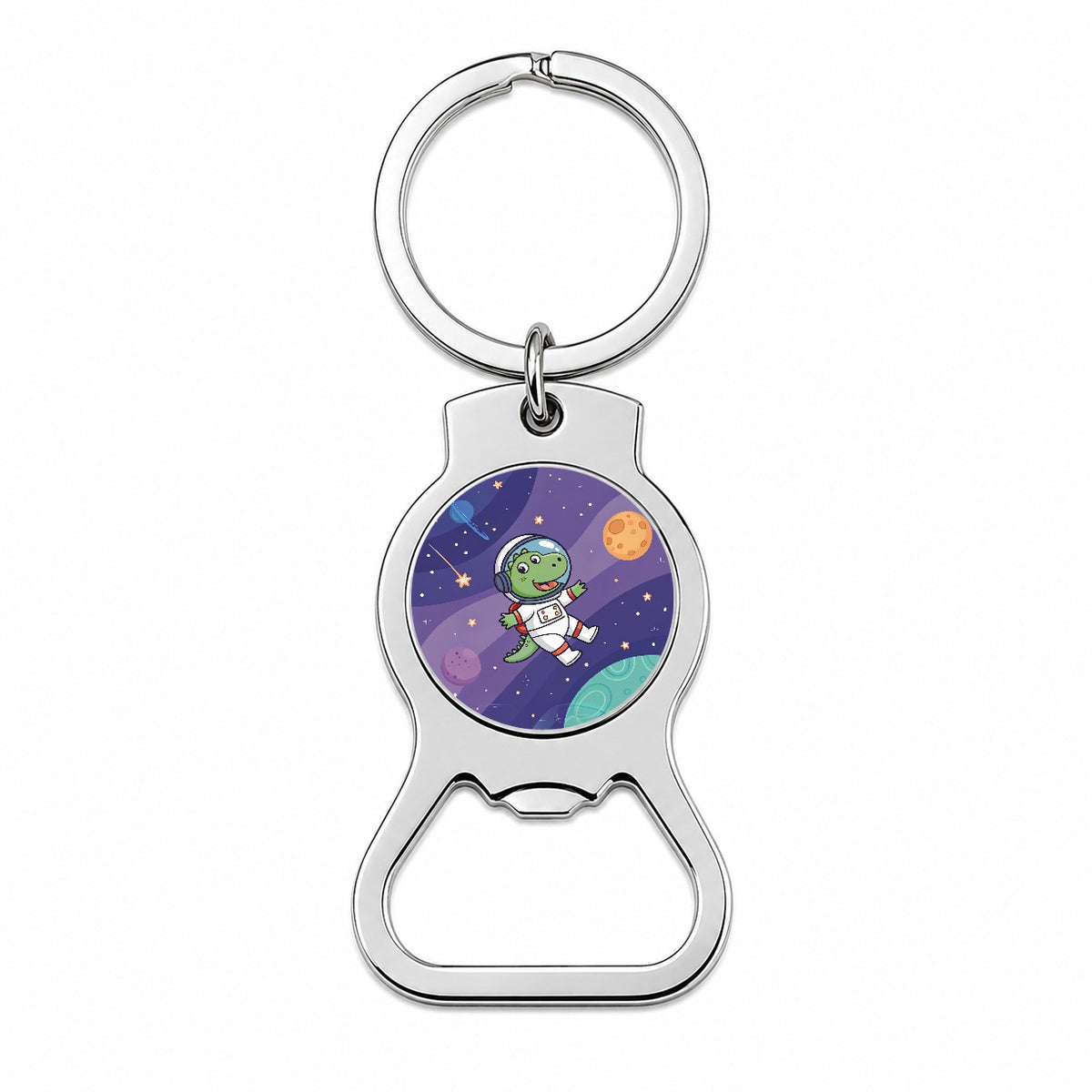 Astronaut Dinosaur In Space Suit Planets Bottle Opener Keychain