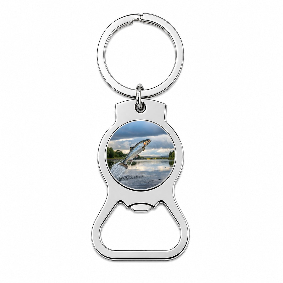 Atlantic Salmon Fish Jumping Fishing Bottle Opener Keychain