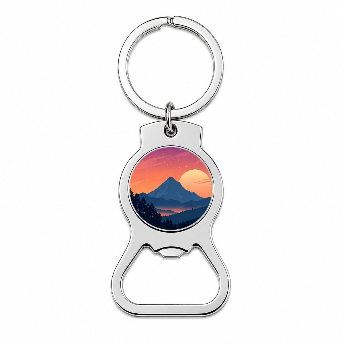 Beautiful Mountain Sunset Bottle Opener Keychain