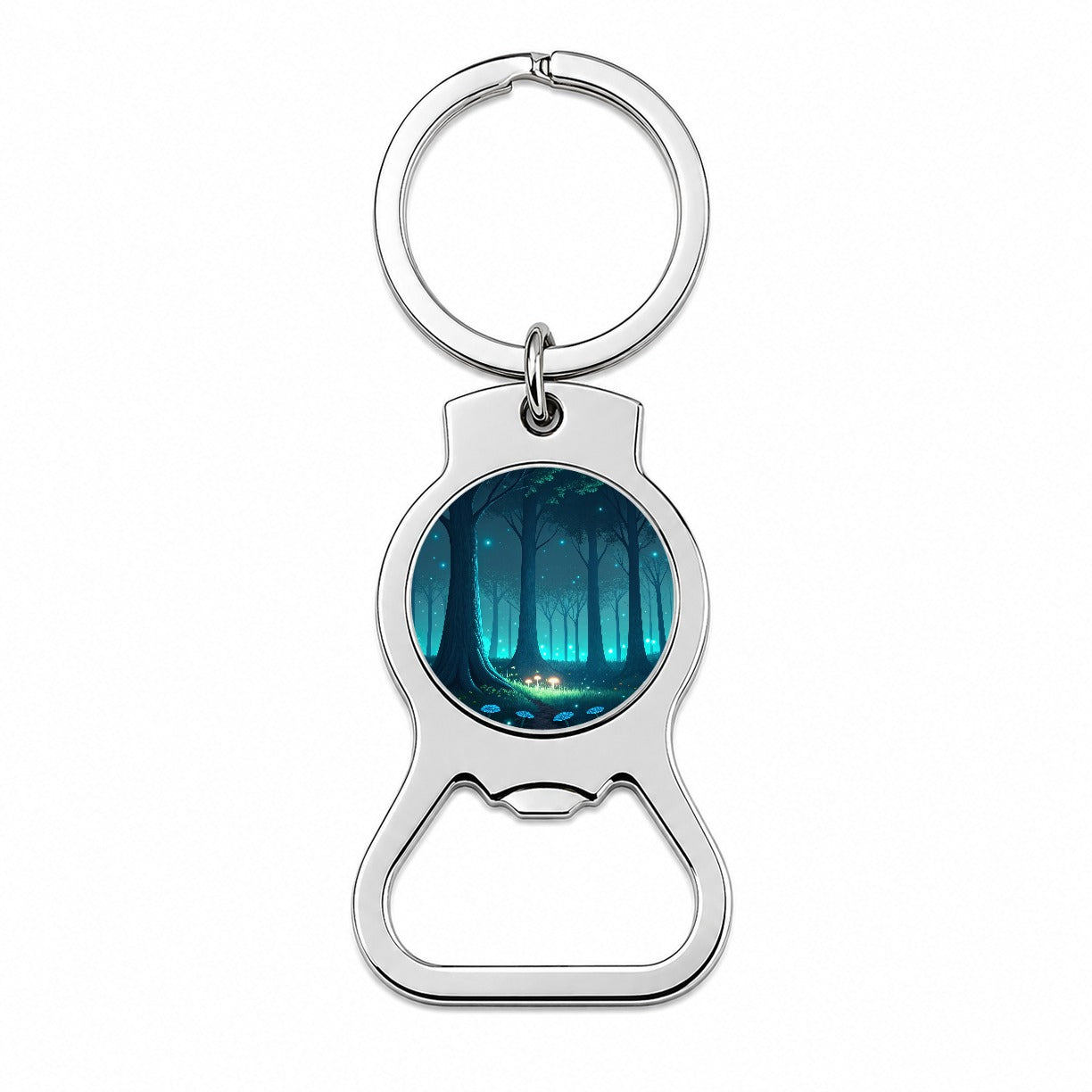 Bioluminescent Forest Mushrooms Trees Bottle Opener Keychain
